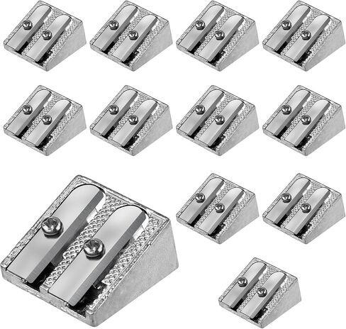 12pcs Pencil Sharpeners, Double Hole Metal Pencil Sharpener Handheld Manual Graphite Crayon Sharpener Magnesium Sharpener for Home School Office Supplies in Saudi Arabia