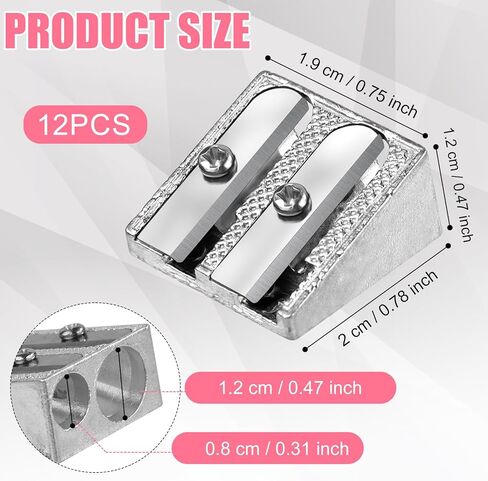 12pcs Pencil Sharpeners, Double Hole Metal Pencil Sharpener Handheld Manual Graphite Crayon Sharpener Magnesium Sharpener for Home School Office Supplies in Saudi Arabia