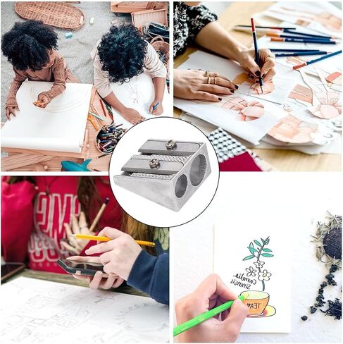 6 عبوات من مبراة أقلام الرصاص اليدوية ذات الفتحات المزدوجة، تصميم معدني متين لإعدادات مختلفة in Saudi Arabia