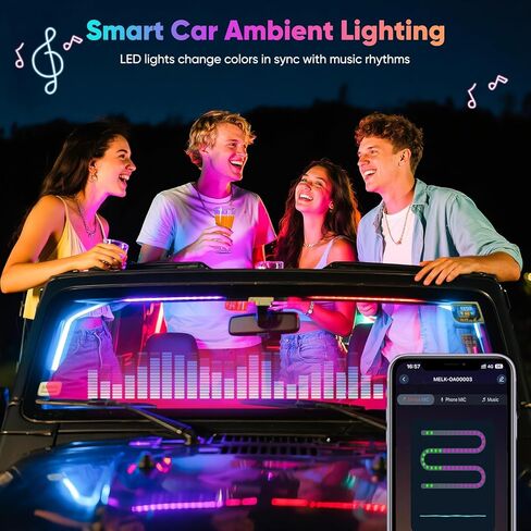 مصابيح LED أكريليك 5 في 1 للسيارة، مصابيح LED داخلية للسيارة ذات إضاءة محيطة RGB مع 16 مليون لون، مزامنة الموسيقى، التطبيق وUSB وجهاز التحكم عن بعد، أضواء السيارة الداخلية لديكورات لوحة القيادة. in Kuwait