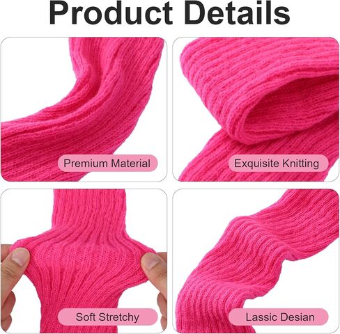 Teaaha Pink Leg Warmers for Women, 80s Ribbed Knit Neon Dance Sports Yoga Accessories Legs Warmer Y2K Winter Leg Warmers Socks in Saudi Arabia