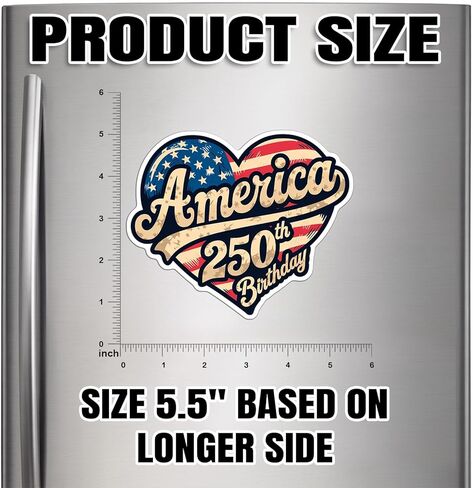 America 250th Birthday Magnet Decal USA 250 Years Anniversary 1776 2026 US Pride American Independence Day Reusable Magnetic Sign Sticker for Fridge Car Bumper Cabinet Locker 5,5in in Saudi Arabia