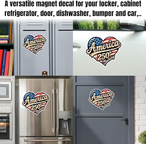 America 250th Birthday Magnet Decal USA 250 Years Anniversary 1776 2026 US Pride American Independence Day Reusable Magnetic Sign Sticker for Fridge Car Bumper Cabinet Locker 5,5in in Saudi Arabia