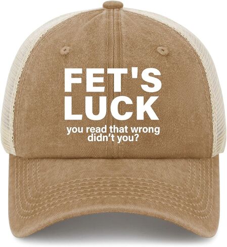 Fet's Luck You Read That Wrong Didn't You Hat for Mens Trendy Washed Distressed in Saudi Arabia