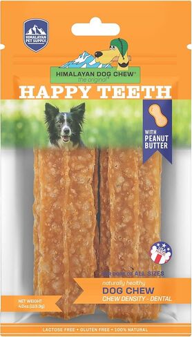 Happy Teeth Cheese & Charcoal Dental Dog Chews | Cheese Flavor with Activated Charcoal | Dental Chew | Protein Rich | Gluten Free - Lactose Free - Wheat Free - Soy Free| 2 Chews per Resealable Pouch in Saudi Arabia