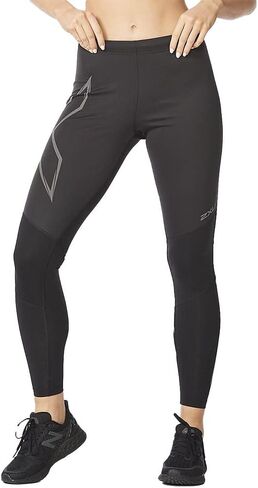 2XU Women's Ignition Shield Compression Tights - Powerful Support & Warmth - Black/Black Reflective in Kuwait
