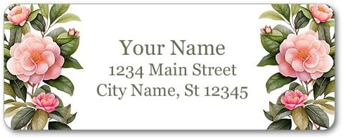 Personalized Return Address Labels - Beautiful Camellia Flowers M2 - Self Adhesive Stickers (60-1000 Full Color Labels) in Saudi Arabia