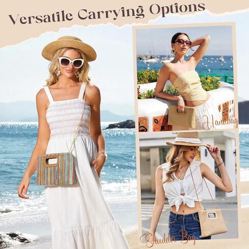 Clutch Purses for Women, Top Handle Straw Purse Handbags, Summer Shoulder Crossbody Bag, Woven Beach Bags Purses in Saudi Arabia