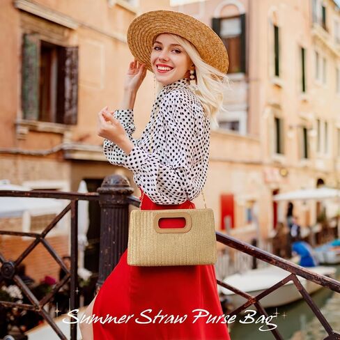 Clutch Purses for Women, Top Handle Straw Purse Handbags, Summer Shoulder Crossbody Bag, Woven Beach Bags Purses in Saudi Arabia