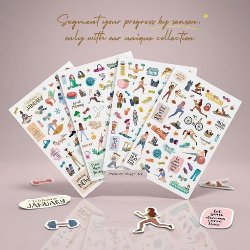 Oriday Health & Wellness, Workout - Set of 366 Stickers, 6 Sheets for Fitness Stickers - Mom, Student, Habit Tracker, for Monthly, Weekly & Daily Planner, Calendar or Journal - Sticker Book for Women in Kuwait