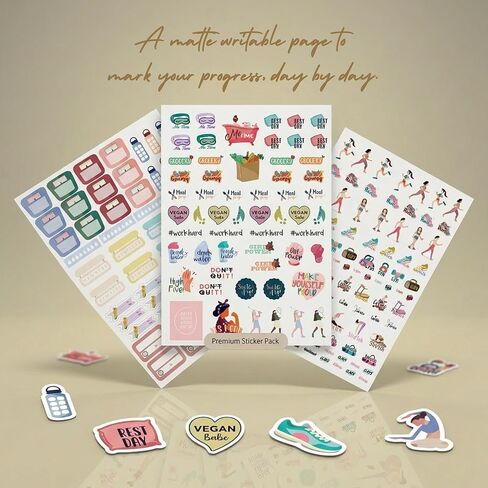 Oriday Health & Wellness, Workout - Set of 366 Stickers, 6 Sheets for Fitness Stickers - Mom, Student, Habit Tracker, for Monthly, Weekly & Daily Planner, Calendar or Journal - Sticker Book for Women in Kuwait