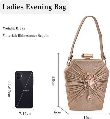 Rhinestone Evening Bag for Women Sparkly Sequin Clutch Bag Bridal Wedding Purse Crystal Handbag Glitter Shoulder Bag in Saudi Arabia