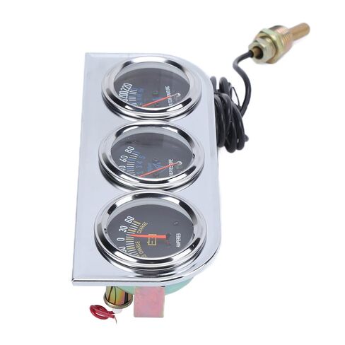 52mm 3 - in - 1 Triple Gauge Kit, Oil Pressure 0-80PSI Water Temp 100-220°F AMP 60-0 - 60A - High - Contrast White Dial & Night Light, Universal 12V Vehicle Gauge Set in Saudi Arabia