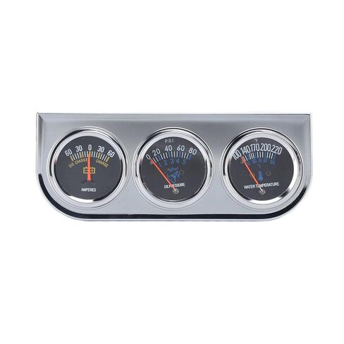 52mm 3 - in - 1 Triple Gauge Kit, Oil Pressure 0-80PSI Water Temp 100-220°F AMP 60-0 - 60A - High - Contrast White Dial & Night Light, Universal 12V Vehicle Gauge Set in Saudi Arabia