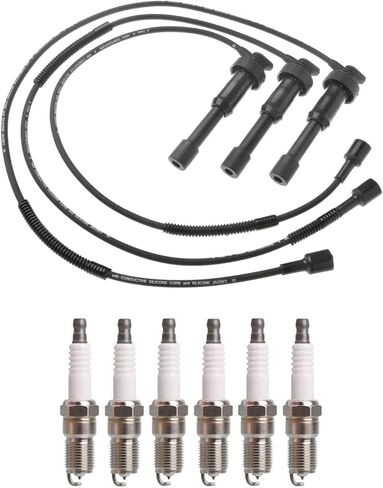 ENA Set of 6 Iridium Spark Plug with Wire Set Compatible with Hyundai Kia Santa Fe XG350 Amanti 2003 2004 2005 2006 3.5L in Saudi Arabia