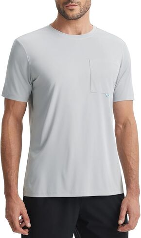 baleaf Men's Pocket T Shirts Short Sleeve Sun Shirts UPF 50+ UV SPF Lightweight Quick Dry Hiking Fishing Swim Rash Guard in Saudi Arabia