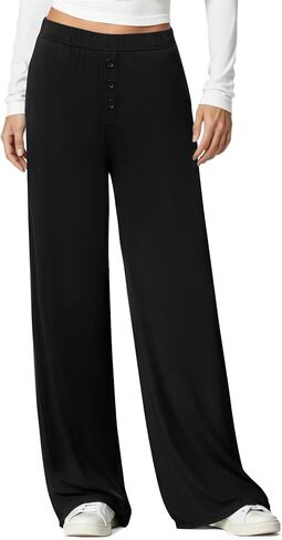 Flowy Wide Leg Sweatpants for Women, Modal Lounge Travel Pants High Waisted with Pockets in Saudi Arabia