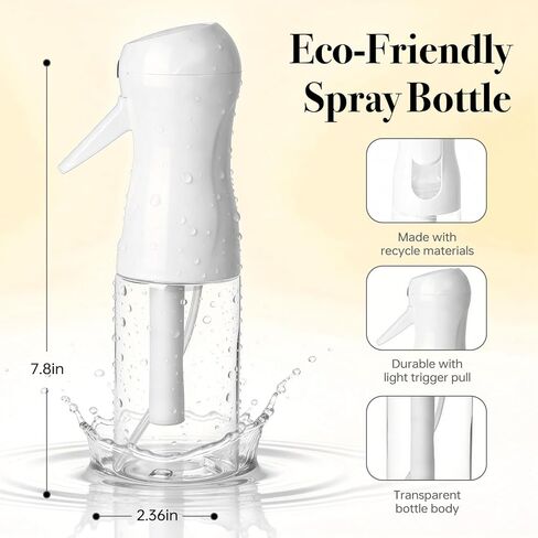 عبوة من 3 زجاجات رذاذ مستمرة 200 مل، زجاجة رذاذ فارغة قابلة لإعادة الملء من رذاذ الماء فائق النعومة لتصفيف الشعر وصالونات التجميل والعناية بالبشرة والتنظيف والنباتات (شفافة 6.8 أونصة) in Kuwait