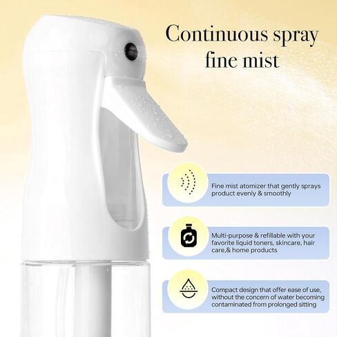 عبوة من 3 زجاجات رذاذ مستمرة 200 مل، زجاجة رذاذ فارغة قابلة لإعادة الملء من رذاذ الماء فائق النعومة لتصفيف الشعر وصالونات التجميل والعناية بالبشرة والتنظيف والنباتات (شفافة 6.8 أونصة) in Kuwait