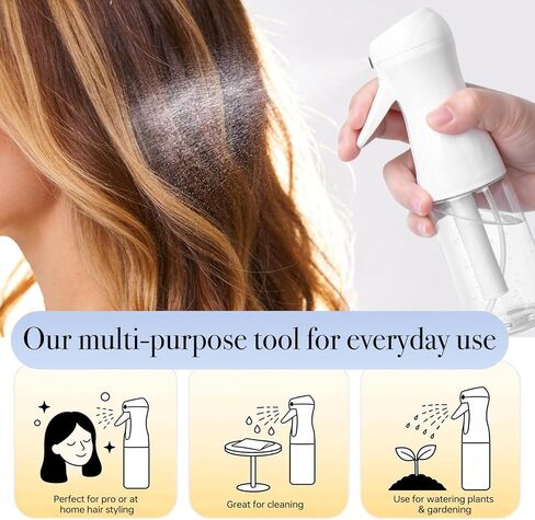 عبوة من 3 زجاجات رذاذ مستمرة 200 مل، زجاجة رذاذ فارغة قابلة لإعادة الملء من رذاذ الماء فائق النعومة لتصفيف الشعر وصالونات التجميل والعناية بالبشرة والتنظيف والنباتات (شفافة 6.8 أونصة) in Kuwait