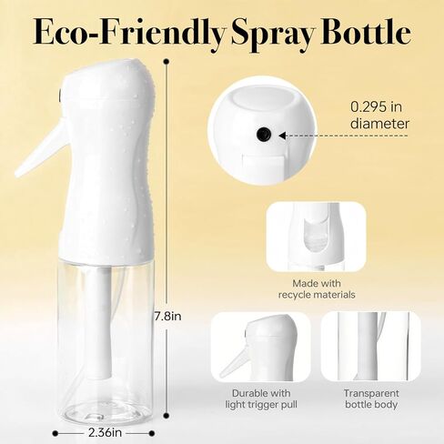 عبوة من 3 زجاجات رذاذ مستمرة 200 مل، زجاجة رذاذ فارغة قابلة لإعادة الملء من رذاذ الماء فائق النعومة لتصفيف الشعر وصالونات التجميل والعناية بالبشرة والتنظيف والنباتات (شفافة 6.8 أونصة) in Kuwait
