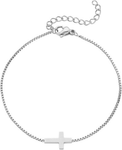 أساور متقاطعة من المعادن السماوية للنساء والفتيات - مجوهرات مسيحية رائعة من الذهب والفضة عيار 18 قيراط - مقاس قابل للتعديل - علامة تجارية معتمدة على الإيمان في الولايات المتحدة الأمريكية in Kuwait