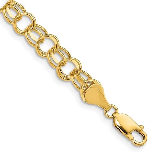 Diamond2Deal 14k Yellow Gold Double Link Charm Bracelet in Saudi Arabia