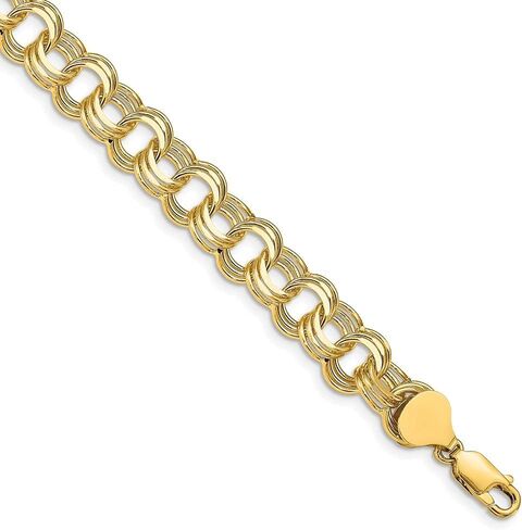 14K Yellow Gold Triple Link Charm Bracelet in Saudi Arabia