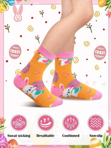 Geyoga 16 Pairs Easter Socks Bulk for Women Rabbit Print Crew Socks Macaron Color Socks Funny Unisex Novelty Socks Easter Socks for Women Easter Gift in Saudi Arabia