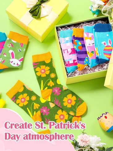 Geyoga 16 Pairs Easter Socks Bulk for Women Rabbit Print Crew Socks Macaron Color Socks Funny Unisex Novelty Socks Easter Socks for Women Easter Gift in Saudi Arabia