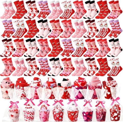 Foaincore 40 Packs Valentine's Day Cupcake Socks Gifts for Women Girls Angel Heart Print Cotton Mid-tube Socks Cute Valentine's Day Socks for Girlfriend Wife Mother's Day Her in Saudi Arabia