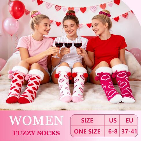 Ithmahco Valentine Socks For Women – Cozy Fuzzy Non-Slip Warm Winter Socks, Galentines Gifts For Her, Galentines Day Gifts in Saudi Arabia
