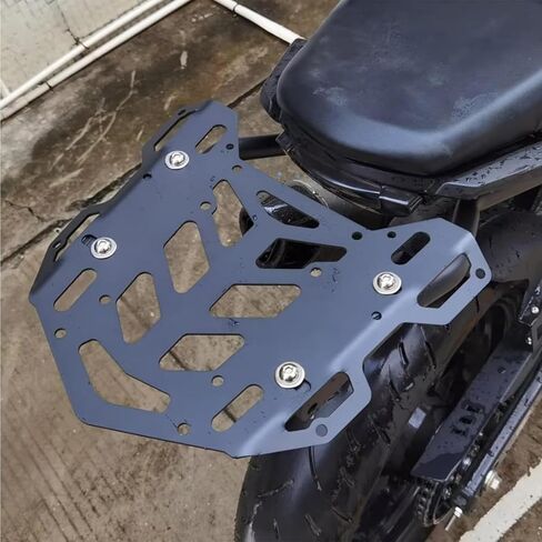 لهوندا CB300R CB250R 18-25 دراجة نارية الرف الخلفي الأمتعة حامل البضائع حامل الصندوق العلوي دعم قوس، سعة 15 كجم، تركيب خالٍ من اللكم، أسود، سبائك الألومنيوم in Kuwait