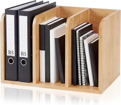 منظم مكتب لحمل الملفات الخشبية من الخيزران من نوفابرايت، 3 مقصورات رأسية لفرز مساحة العمل للمجلات والمجلدات وأجهزة الكمبيوتر المحمولة والأظرف in Saudi Arabia