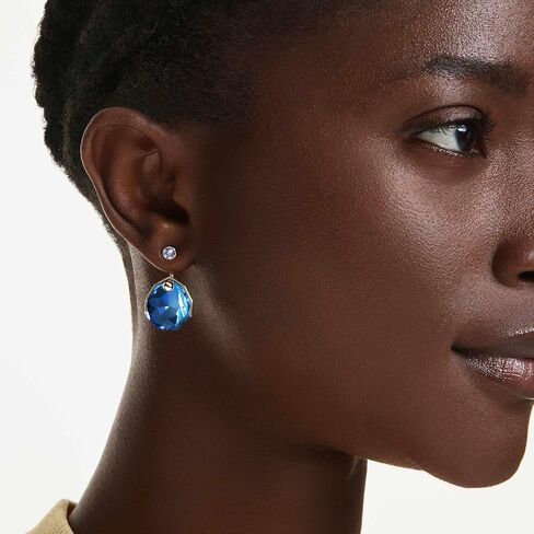 Swarovski Gema earring jackets, Blue, Gold-tone plated in Saudi Arabia