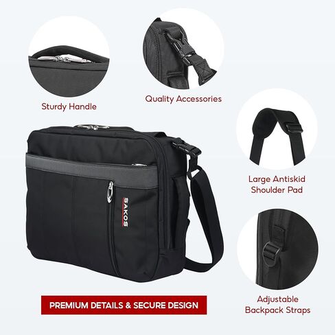 SAKOS FLASH 17 Laptop Case 15.6 Inch, 15.6 Laptop Case, Laptop Bag For Men, Computer Bag For Men, Water Resistant Messenger Bag Compatible With Macbook Pro 13/14/15", HP, Dell, Lenovo, Asus in Saudi Arabia