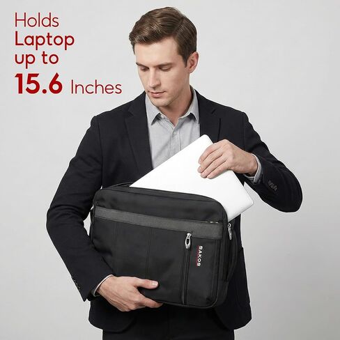 SAKOS FLASH 17 Laptop Case 15.6 Inch, 15.6 Laptop Case, Laptop Bag For Men, Computer Bag For Men, Water Resistant Messenger Bag Compatible With Macbook Pro 13/14/15", HP, Dell, Lenovo, Asus in Saudi Arabia
