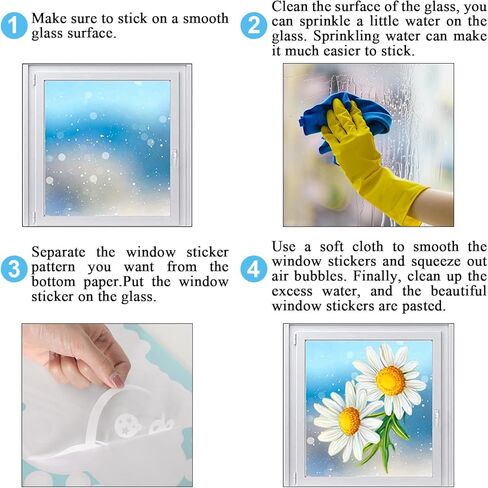 JarThenaAMCS 35.4 x 13.8'' Extra Large Spring Floral Window Clings Daisy Hydrangea Flower Welcome Glass Decal Stickers for Summer Home Office Classroom Shop Party Wall Decor,2 Sheets in Saudi Arabia