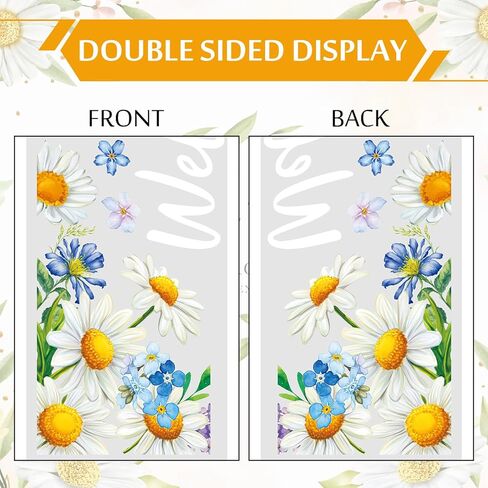 JarThenaAMCS 35.4 x 13.8'' Extra Large Spring Floral Window Clings Daisy Hydrangea Flower Welcome Glass Decal Stickers for Summer Home Office Classroom Shop Party Wall Decor,2 Sheets in Saudi Arabia