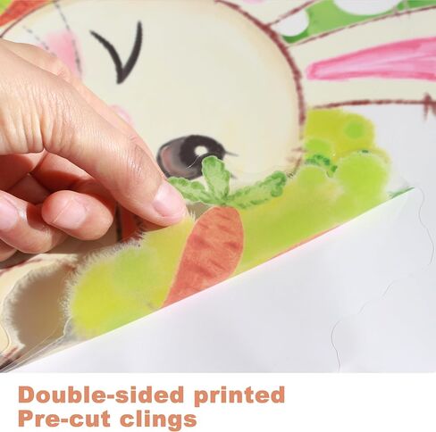 Easter Window Clings Decorations, Large Cute Fun Easter Bunny Eggs Potted Window Decals for Home Office School Slide Glass Door Storefronts, Double Sided Rustic Rabbit Vibrant Colored Eggs in Kuwait