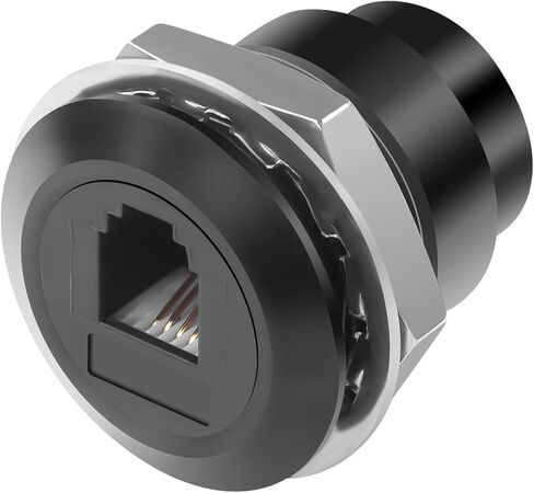 QIANRENON RJ9 Threaded Fixed Telephone Line Socket Adapter RJ9 4P4C Female to Female Embedded Bulkhead Mount Telephone Handset Connector 7.5mm Narrow, for Extension RJ 9 Port in Saudi Arabia