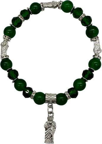 سوار RBN سانت جود من الحجر الأخضر Pulsera De San Judas Tadeo Prosperidad Proteccion Y Buena Suerte Baptism مطرز أساور - 12 قطعة in Kuwait