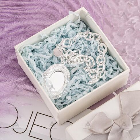 2 Pack Oval Photo Frame Locket Charm Bracelet Link for Wome Silver in Saudi Arabia
