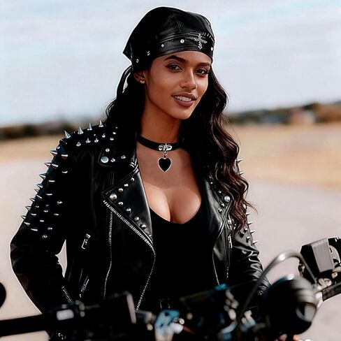 Rock Doo Rags Skull Cross Cap Biker Bandana Studs Do Rag with Punk Design with Necklace for Riding & Outdoor Activities in Kuwait