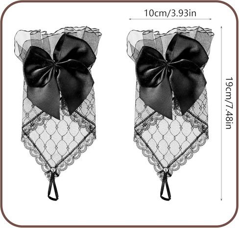 Yolev Black Lace Gloves for Women Short Bow Lace Fingerless Gloves Floral Mesh Tea Party Gloves for Women Bride Cosplay Funeral Prom Wedding Gloves in Saudi Arabia