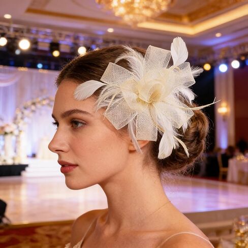 Womens Fascinator Hat Headpiece Tea Party Flower Hair Clip 20s Vintage Wedding Hair Accessories for Wedding Cocktail in Saudi Arabia