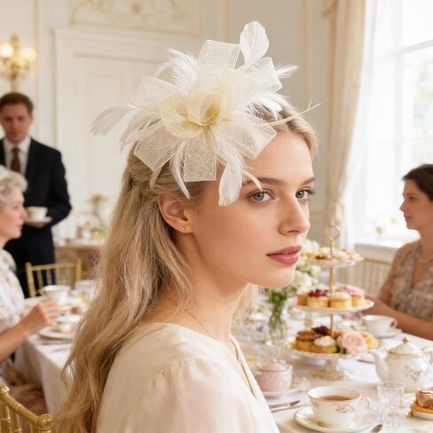 Womens Fascinator Hat Headpiece Tea Party Flower Hair Clip 20s Vintage Wedding Hair Accessories for Wedding Cocktail in Saudi Arabia