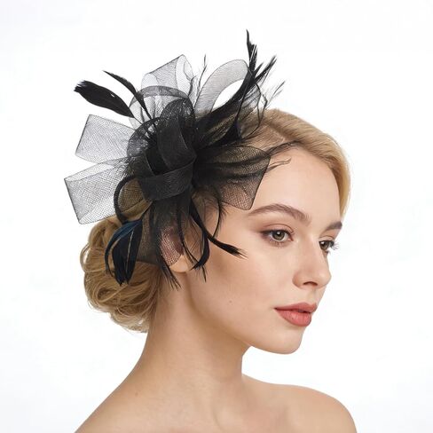 Womens Fascinator Hat Headpiece Tea Party Flower Hair Clip 20s Vintage Wedding Hair Accessories for Wedding Cocktail in Saudi Arabia