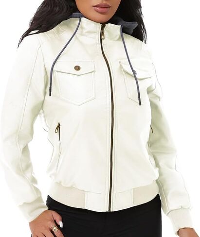 سترة نسائية من الجلد الصناعي مقاومة للماء من GGleaf سترة بومبر للدراجات النارية عتيقة من البولي يوريثان لراكبي الدراجات النارية in Kuwait