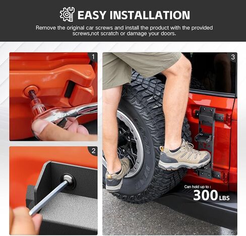 for Bronco Hinge Step Foldable Metal Foot Pegs, Compatible with 2021 2022 2023 2024 2025 2026 Ford Bronco 2/4 Doors, Tailgate Ladder Hinge Step, Step Roof Accessories in Saudi Arabia